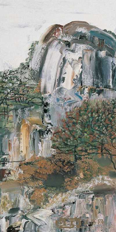 任传文 2003年作 黄山松岩图 60×30cm